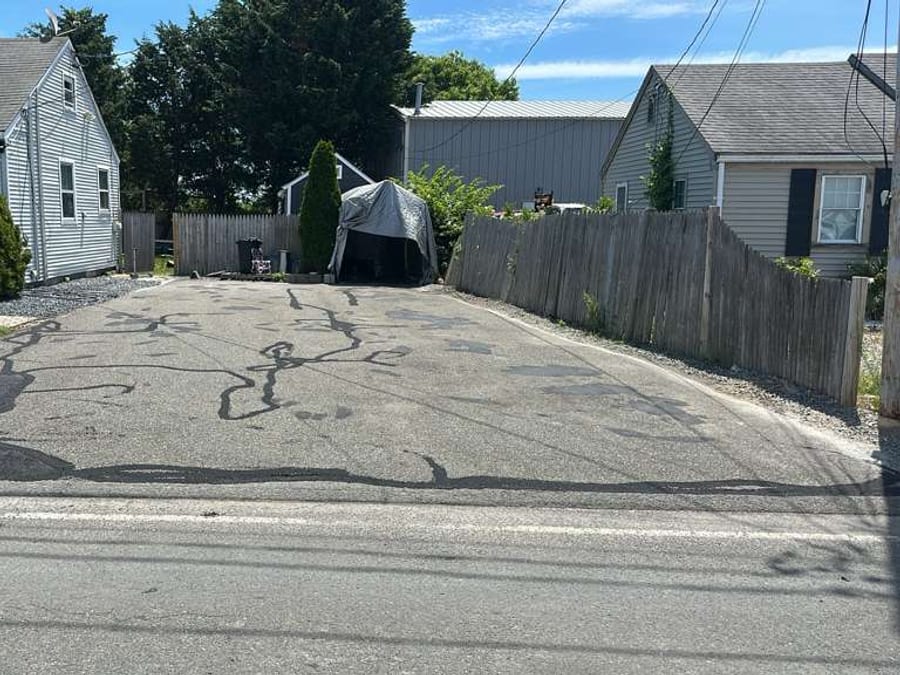 Driveway with cracks sealed before final coating